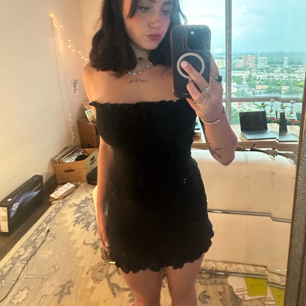 Cotton Candy LA Black Off-the-Shoulder Babydoll Dress